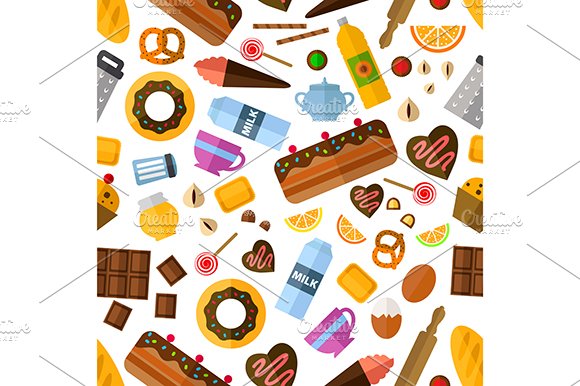 Pastry and bakery seamless pattern cover image.
