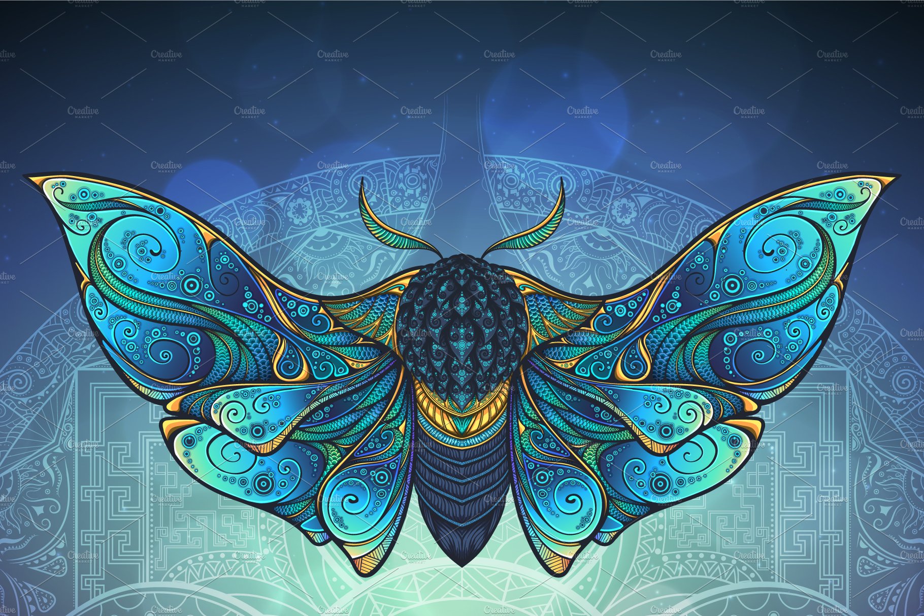 Mystic Moth vector illustration. cover image.