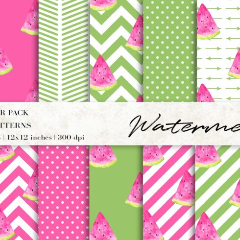 Watercolor Watermelon Digital Papers cover image.