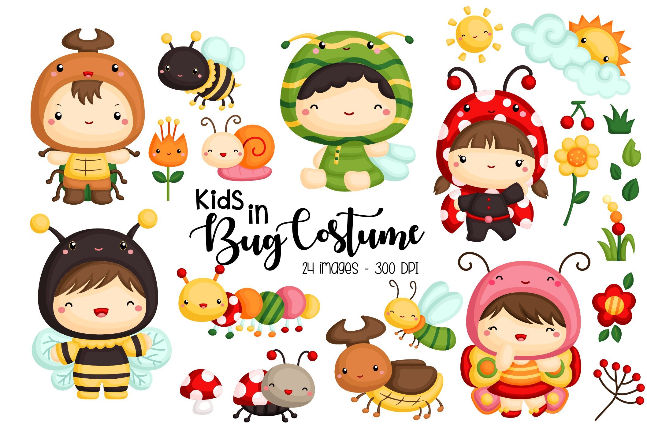 Kids in a Bug Costume Clipart cover image.