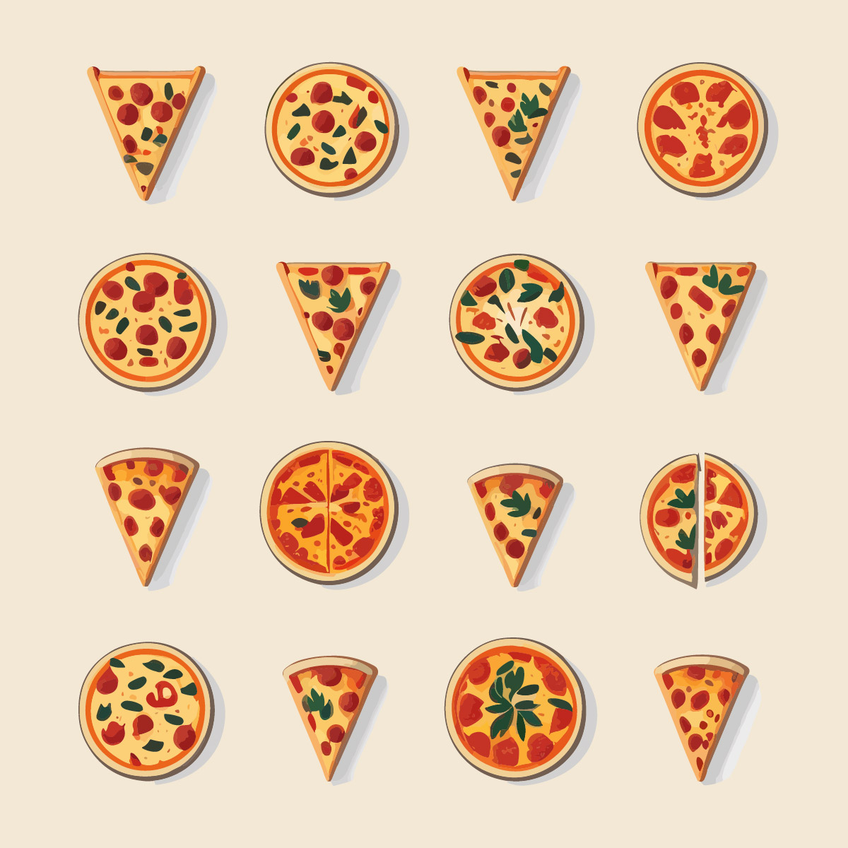 16 Pizza Vector Illustrations preview image.