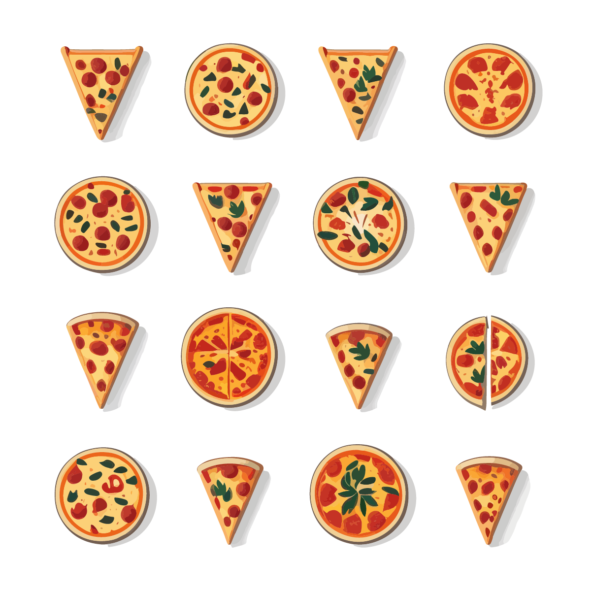 16 Pizza Vector Illustrations cover image.