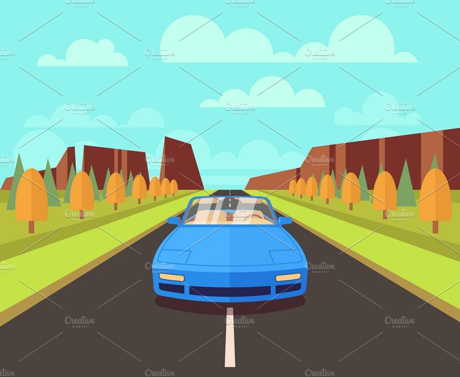 Car on road with outdoor landscape cover image.