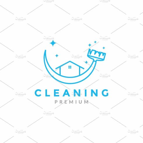 line broom with home cleaning logo cover image.