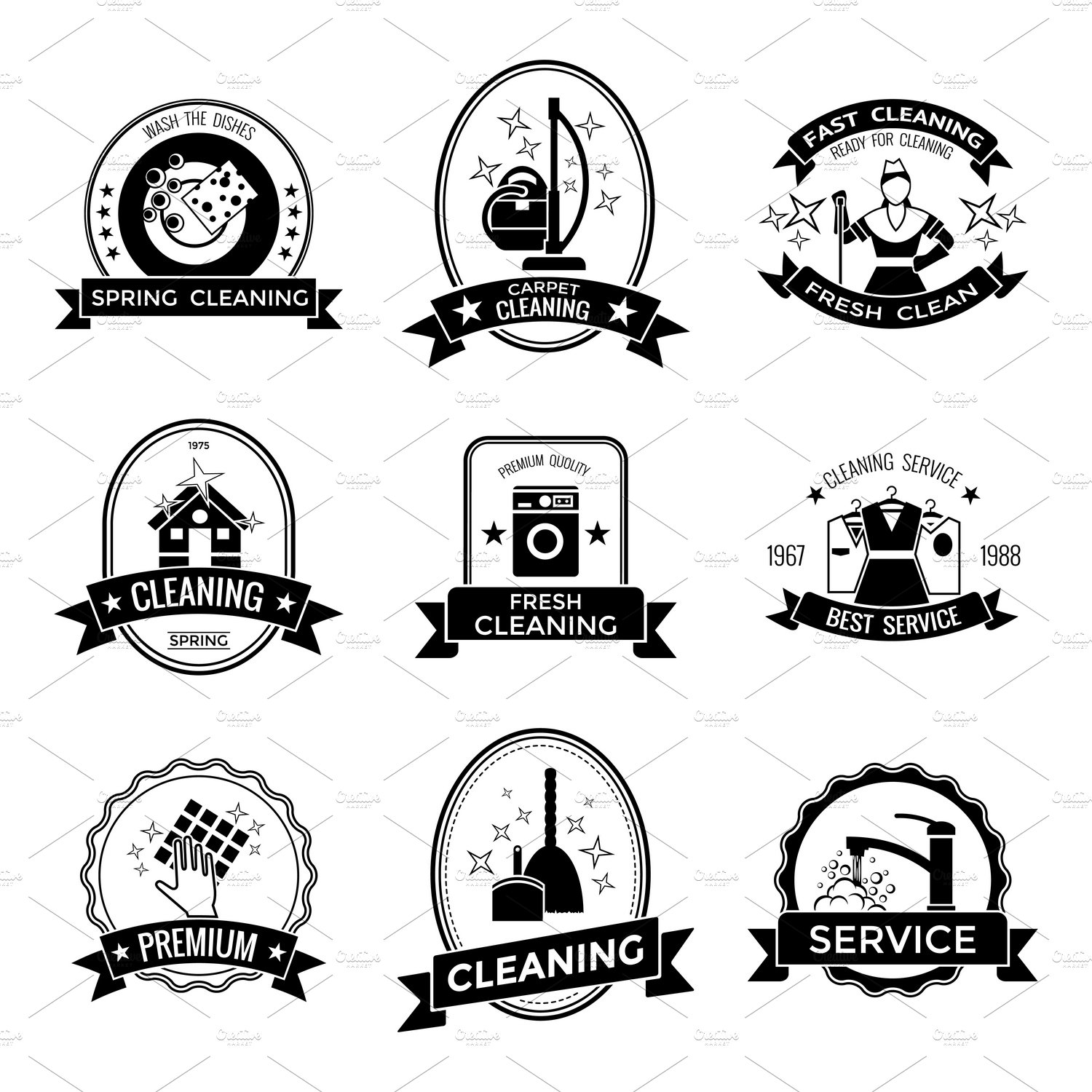 Cleaning Service Graphic Emblems Masterbundles