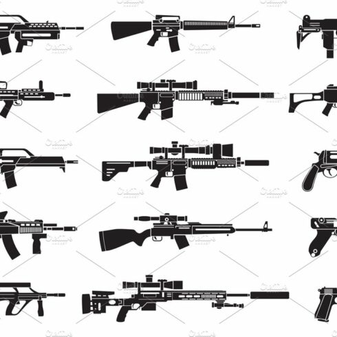 Gun icons set cover image.