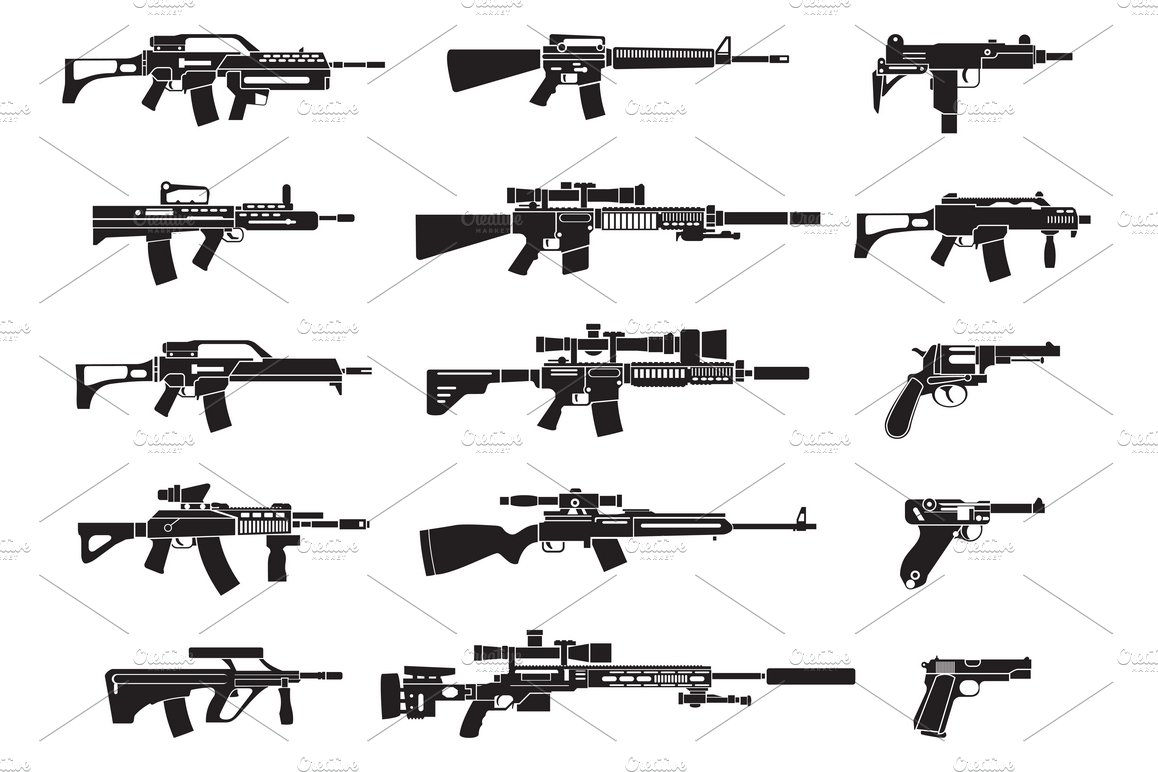 Gun icons set cover image.