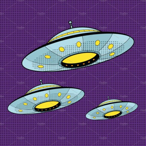 Three UFO flying across the sky cover image.