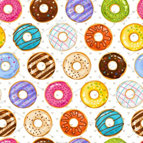 Powdered donut seamless pattern cover image.