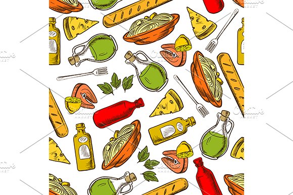 Seamless italian food pattern cover image.