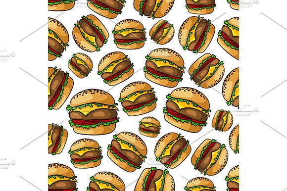 Cheeseburgers pattern background cover image.