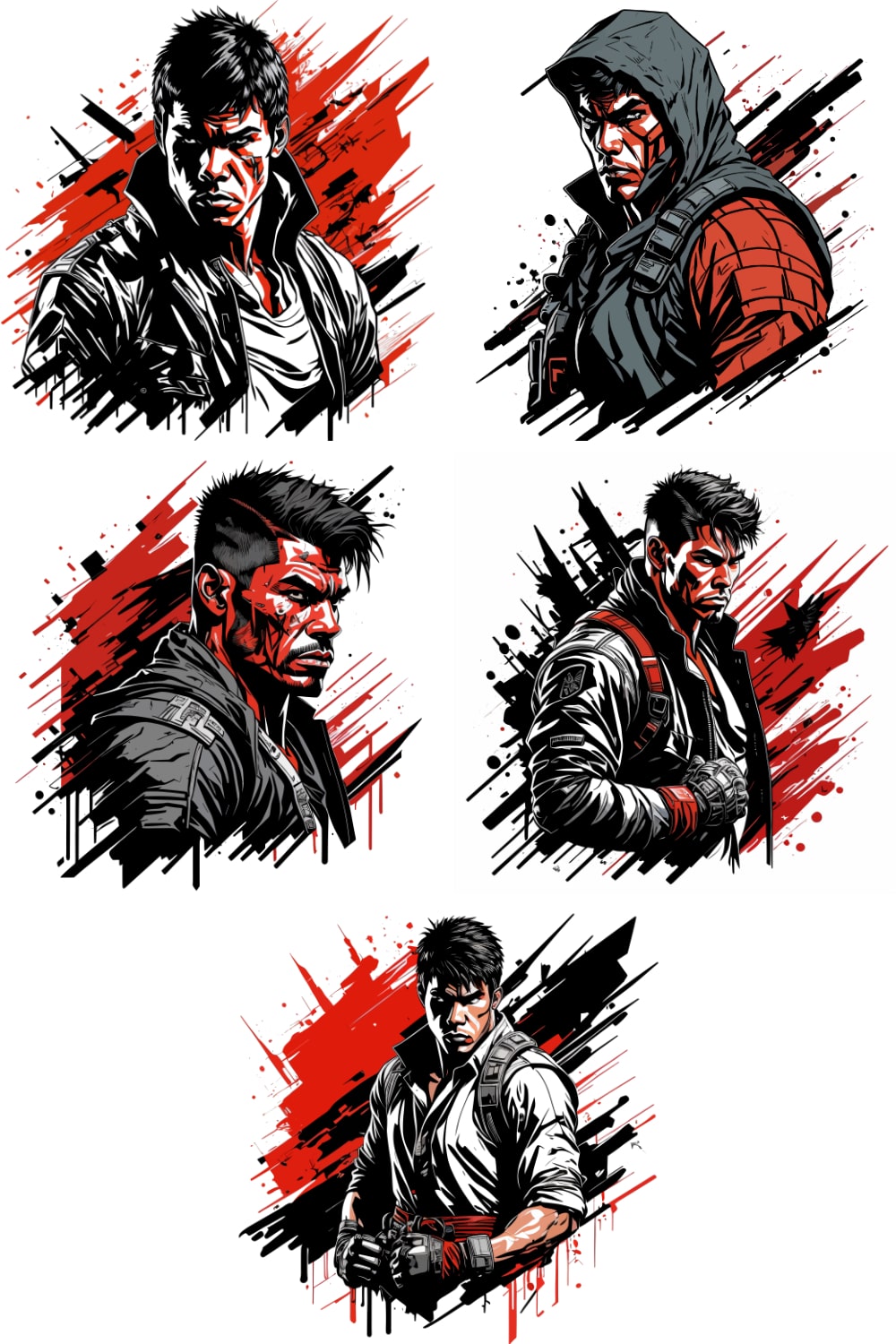 Fighter Vector Illustrations pinterest preview image.