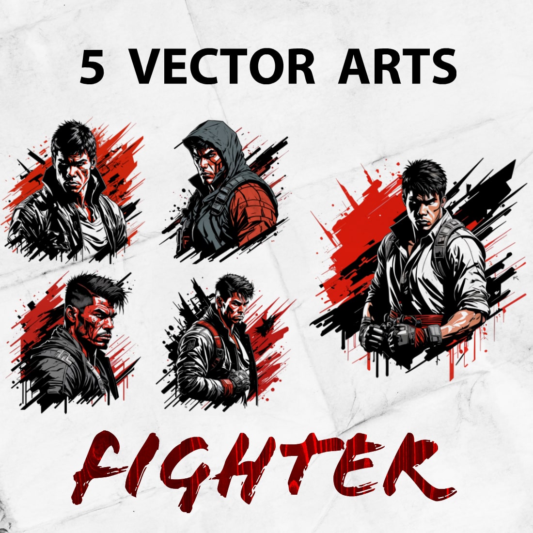 Fighter Vector Illustrations preview image.