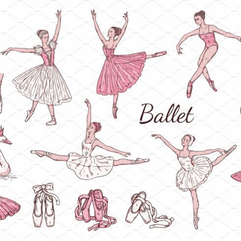 Set with ballerinas characters in cover image.