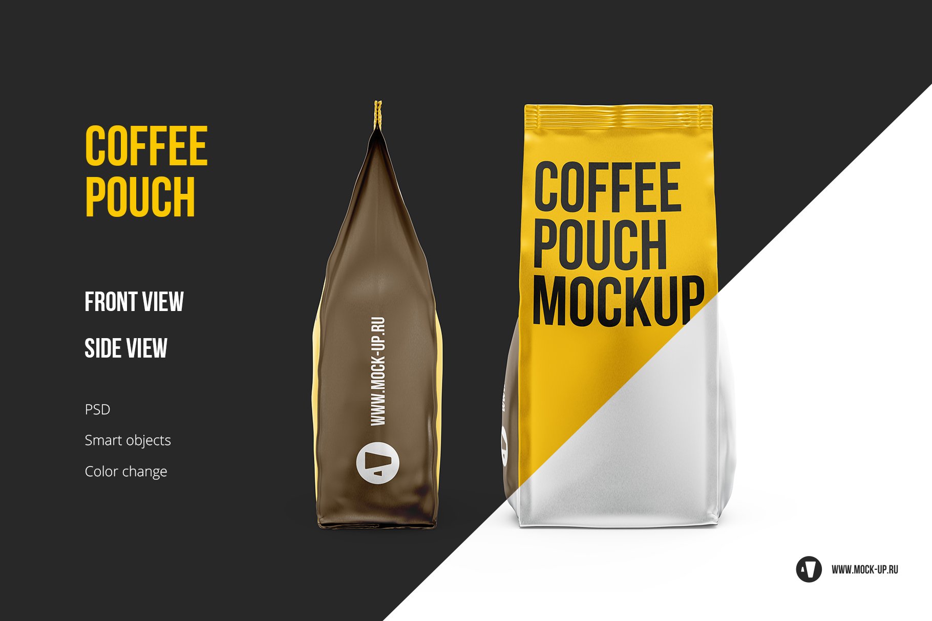Coffee Pouch. Front and side views cover image.