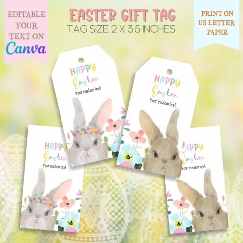 Editable gift tag, Easter Basket Gift Tag, Easter Treat Tag cover image.