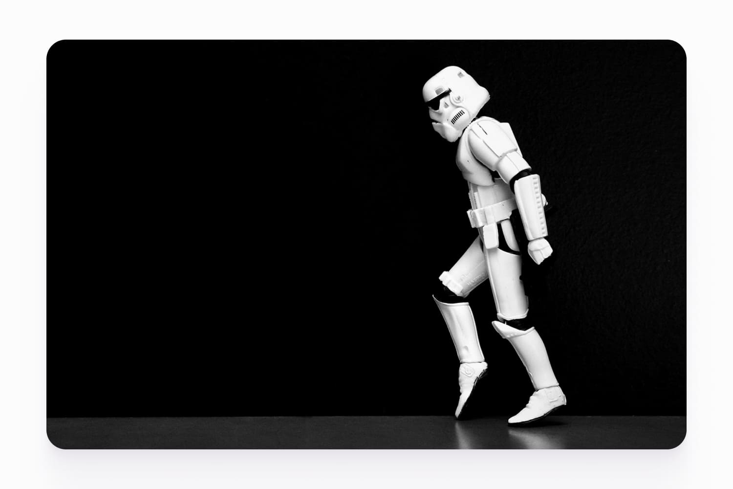 An image of an Imperial stormtrooper from Star Wars on a black background.