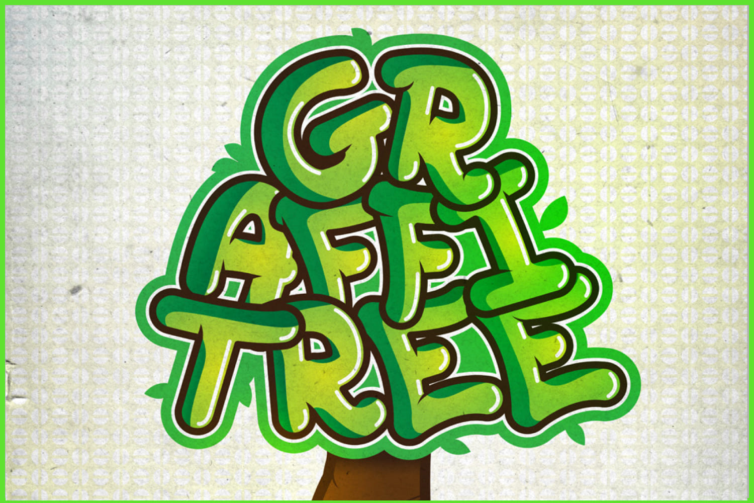 Green word Graffiti in tree crown style.