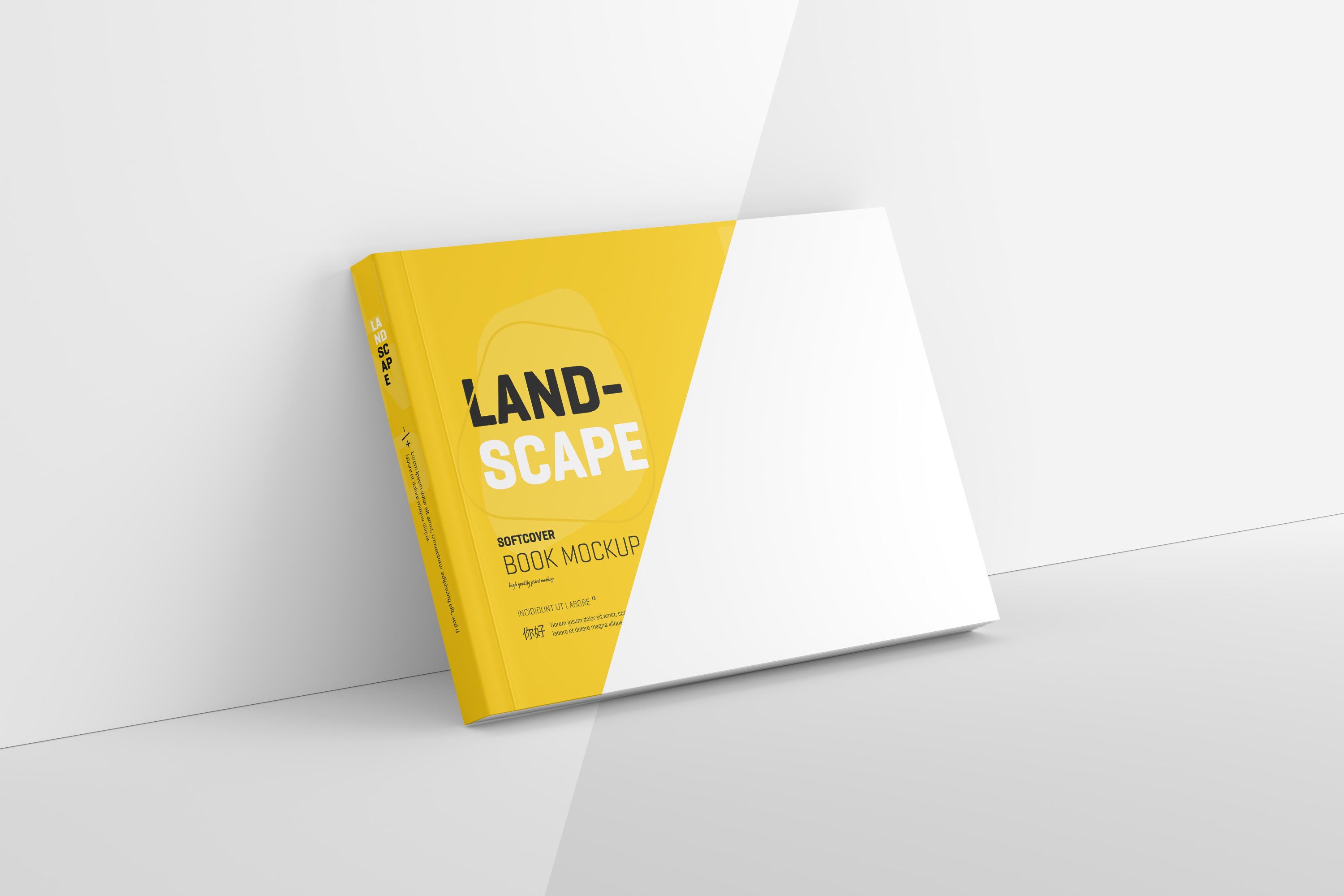 Landscape Softcover Book Mockup preview image.