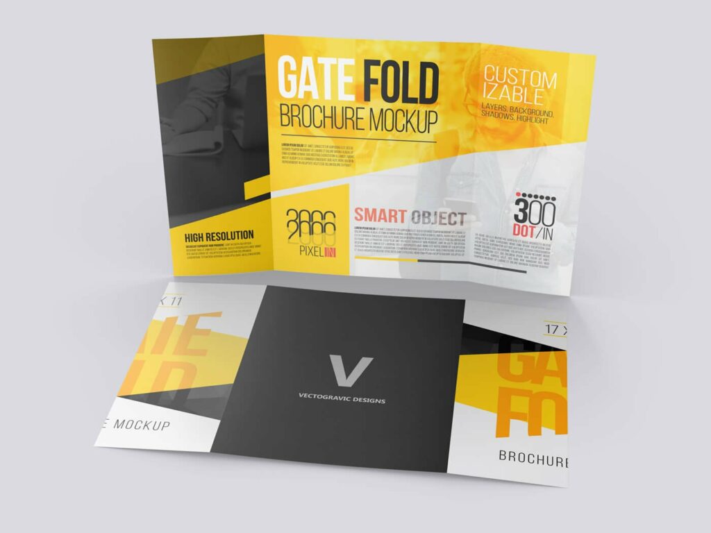 17 X 11 Gate Fold Brochure Mockups – MasterBundles