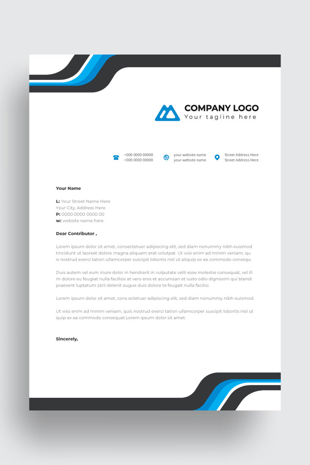 letterhead business corporate template pinterest preview image.