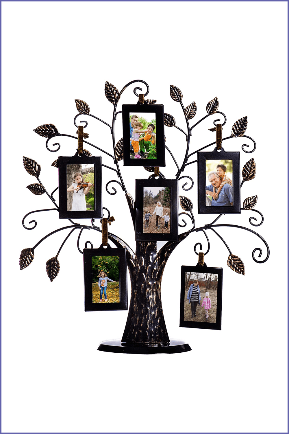 Klikel Family Tree Picture Frame Stand with 6 Hanging Photo Picture Frames.