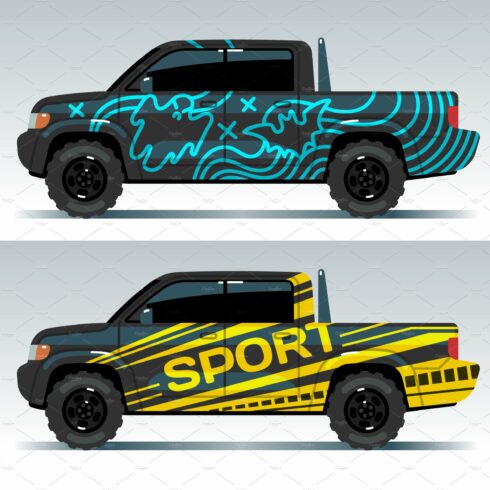 Racing car graphic. Truck wrapping cover image.