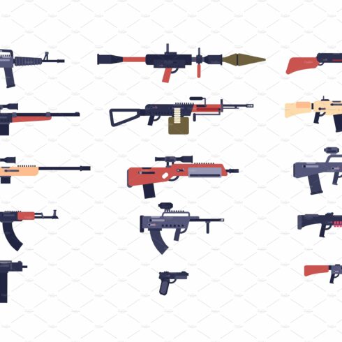 Automatic guns. Battle game weapons cover image.