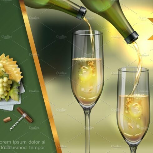 Realistic wine colorful template cover image.