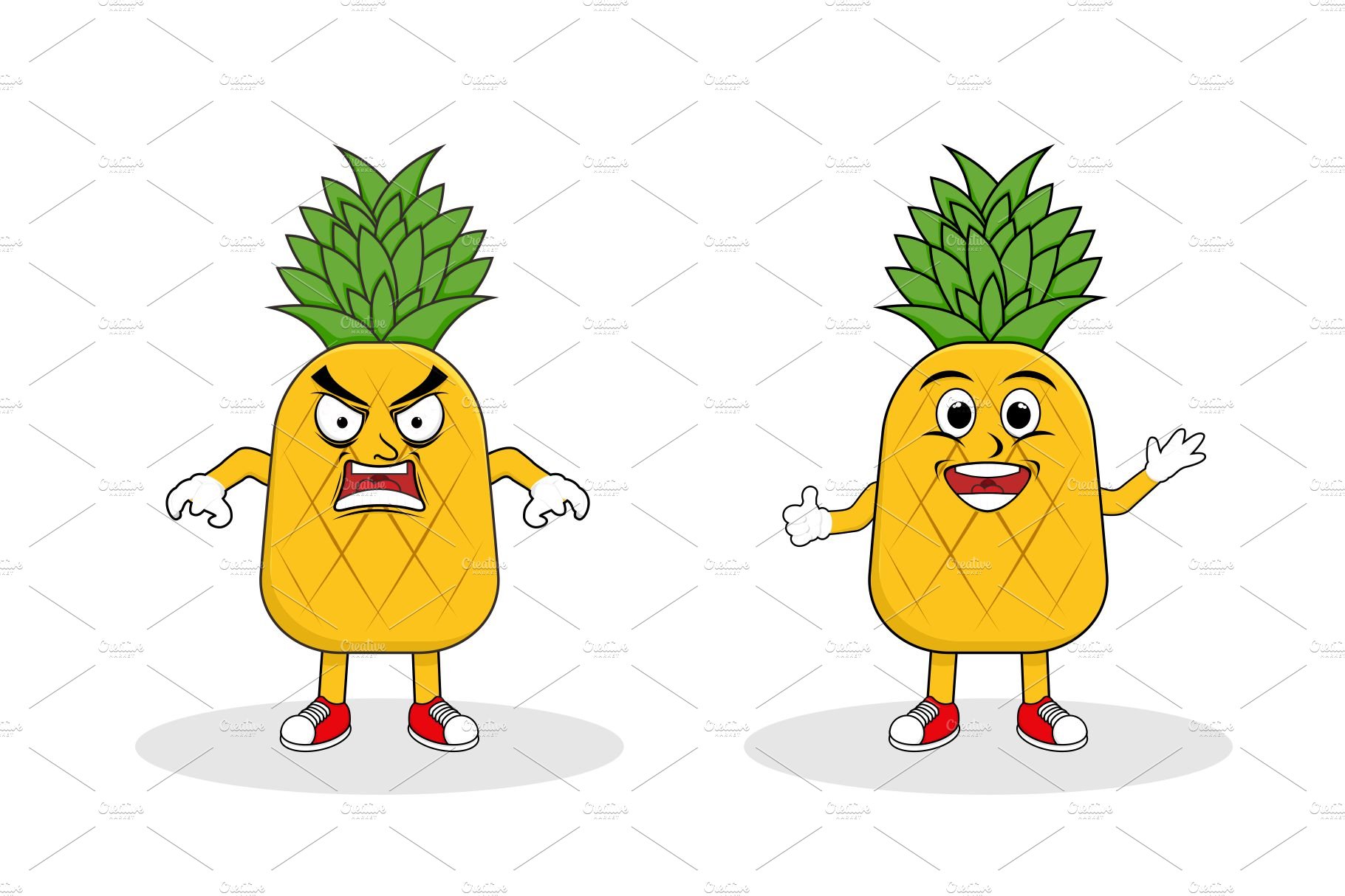 Pineapple fruit character set flat cover image.