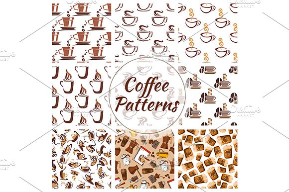 Coffee seamless patterns cover image.