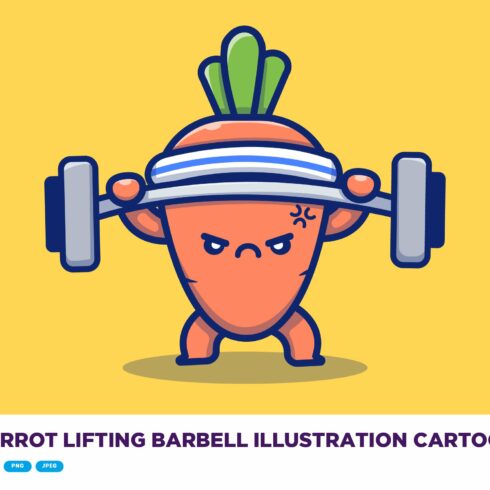 Cute Carrot Lifting Barbell Cartoon cover image.