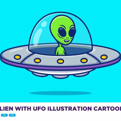 Cute Alien With UFO Illustration cover image.