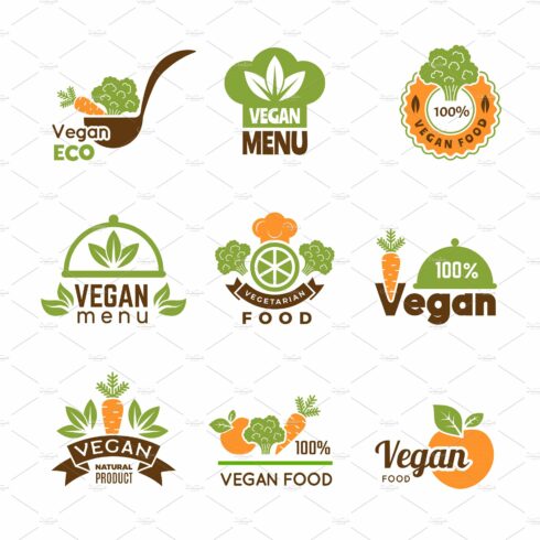 Vegan logo. Healthy food vegetarian cover image.