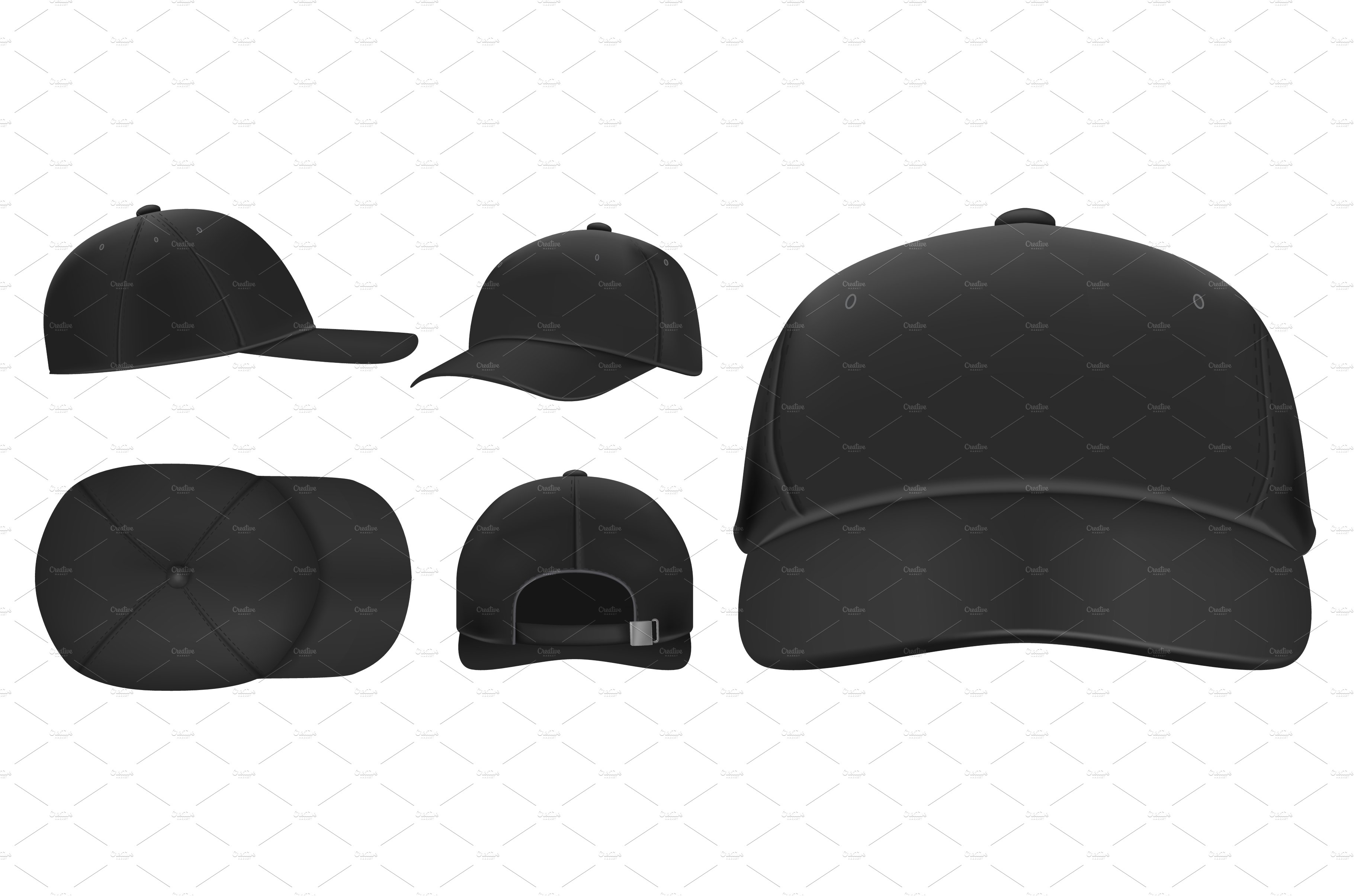 Black cap mockup. Sport baseball cover image.