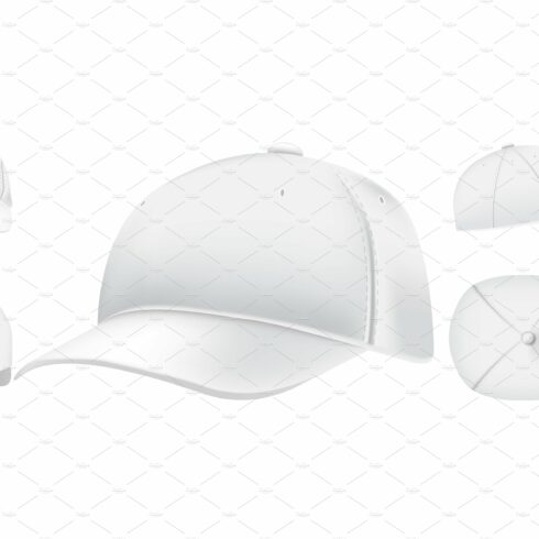 White cap mockup. Sport caps top cover image.