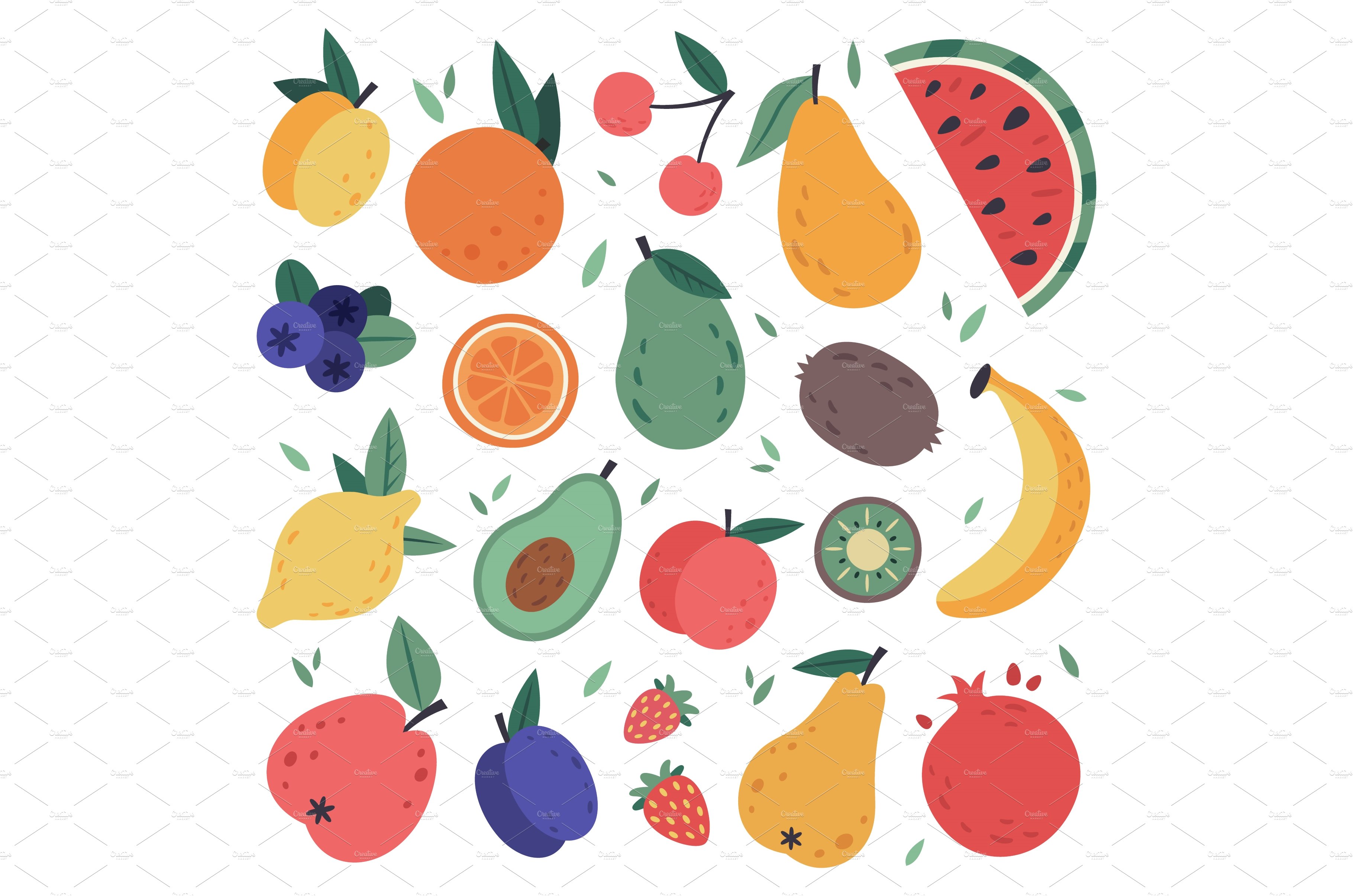 Hand drawn fruits. Doodle harvest cover image.