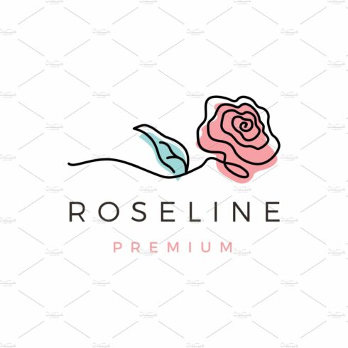 rose line outline monoline logo cover image.