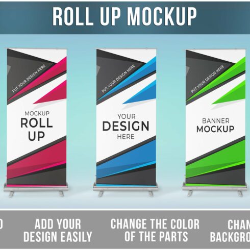 Roll up Banner Mockup cover image.