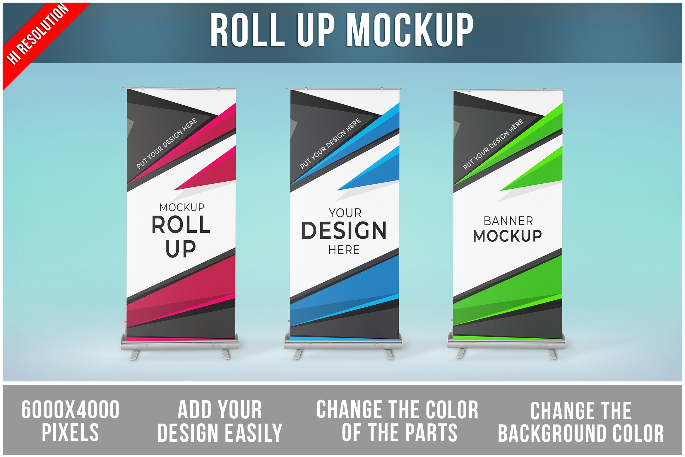 Roll up Banner Mockup cover image.