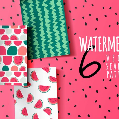 Watermelon vector seamless patterns cover image.