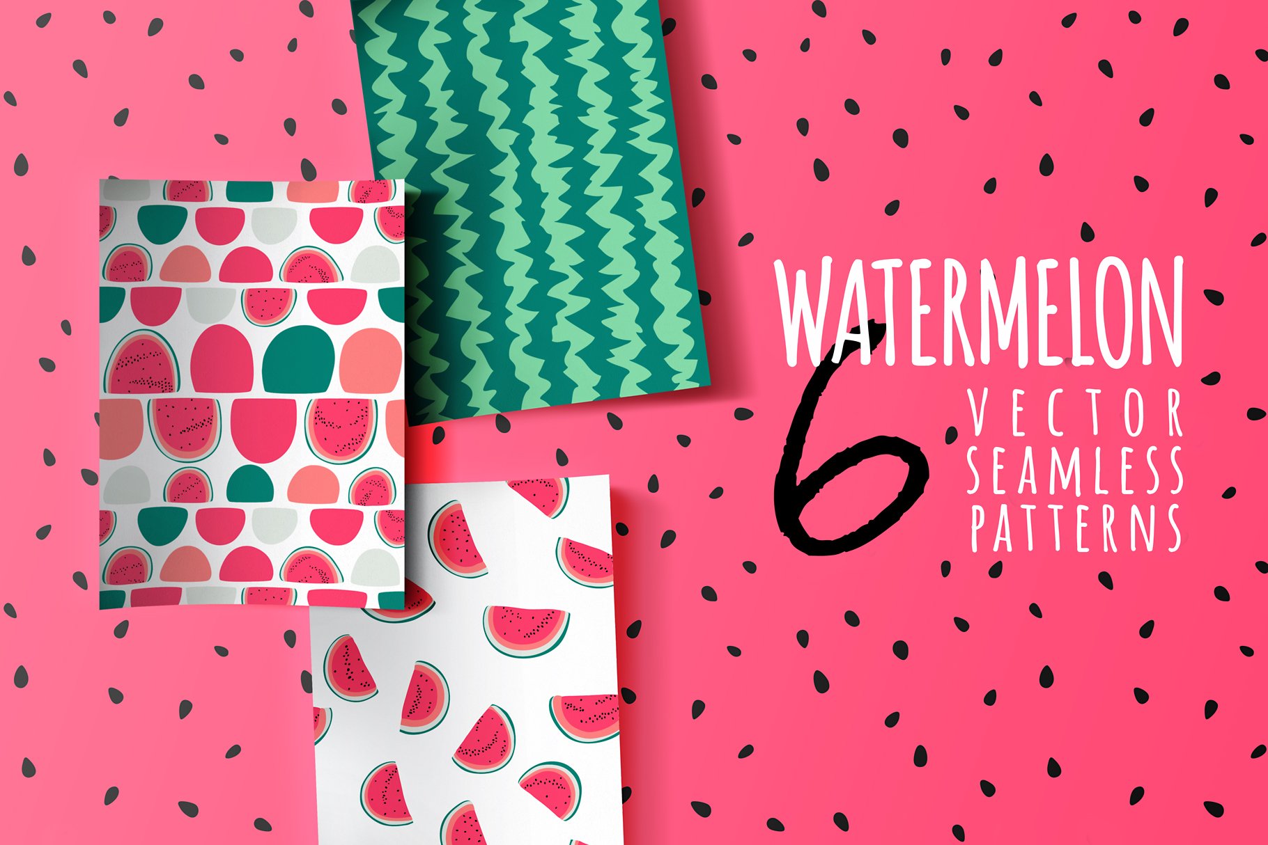 Watermelon vector seamless patterns cover image.