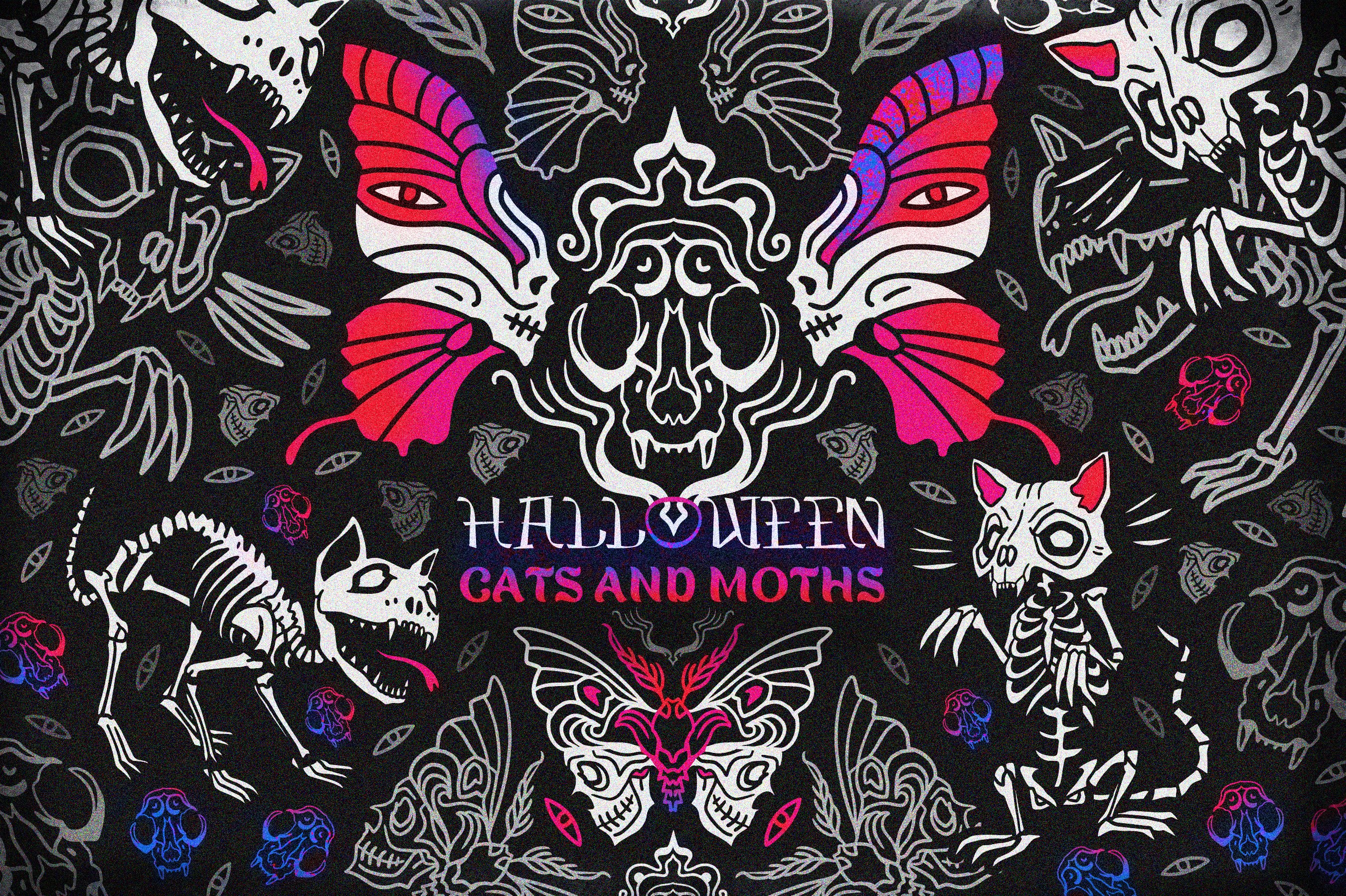 Halloween cats and moths cover image.