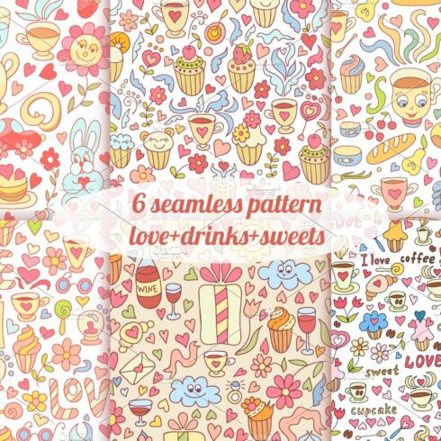 6 sweet seamless patterns cover image.