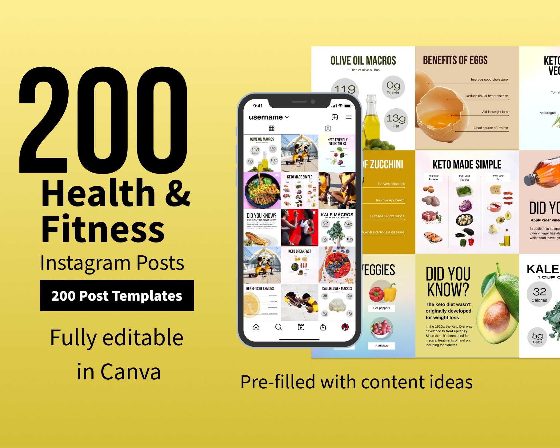 200 Health & Fitness IG templates cover image.