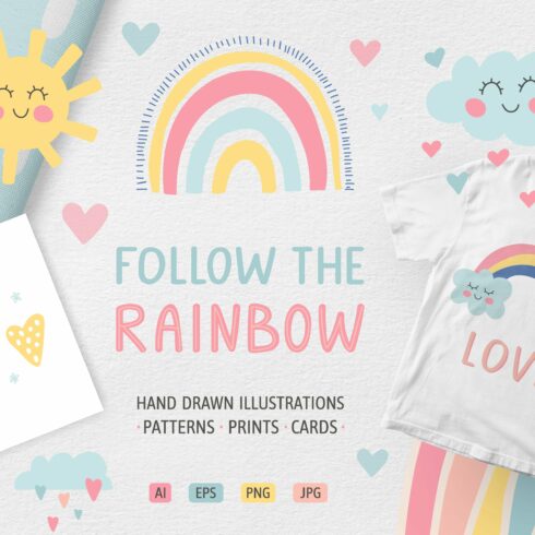 Rainbow cute graphic collection cover image.