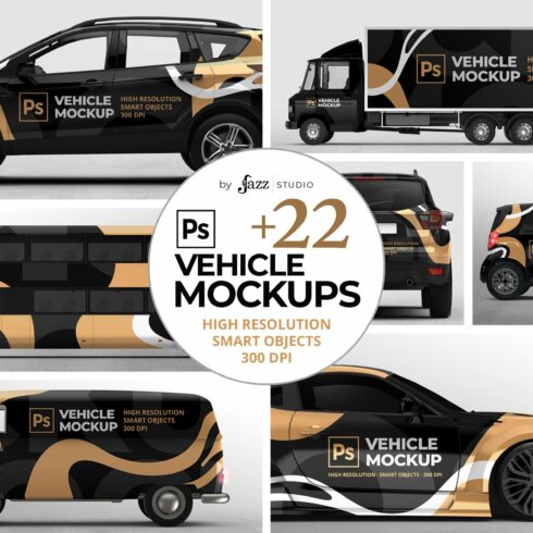 22 Vehicle Mockups - Cars and more cover image.