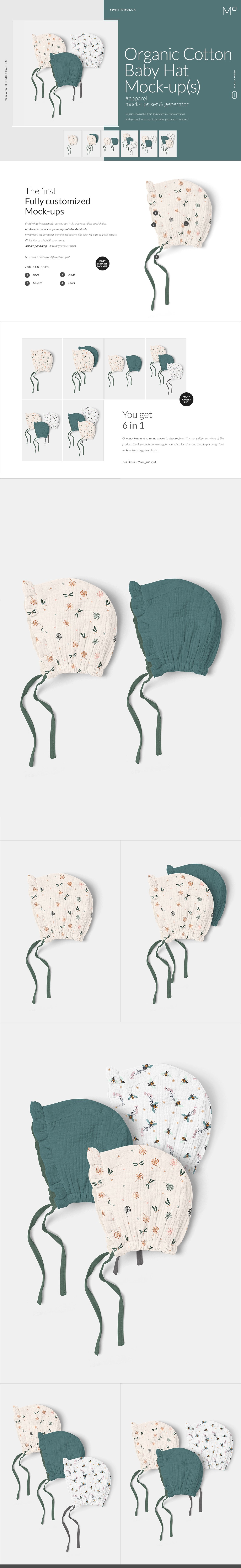 Organic Cotton Baby Hat Mock-ups Set preview image.