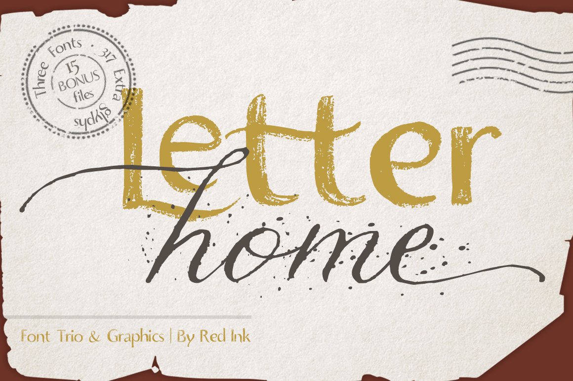 Letter Home. Font Trio + Graphics. cover image.