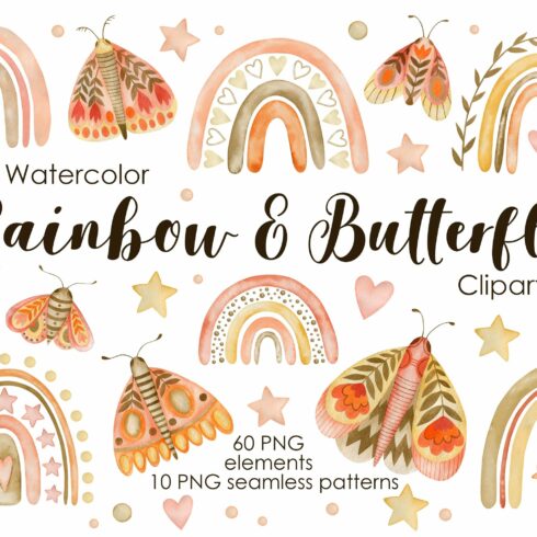 Watercolor Boho rainbow & butterfly cover image.